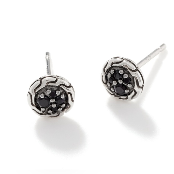 John Hardy Stud Earrings with Black Sapphire - Picture 1 of 4